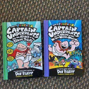 Captain Underpants books #2 / #5 Hard Covers Full Color Pages LOT